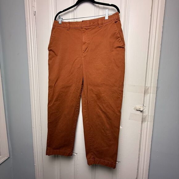 Gap Pants Womens 12 Brown Straight Up Khaki Preppy Stretch Cropped Cotton Twill - Picture 1 of 9